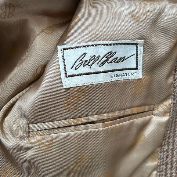 Vintage Bill Blass Glenplaid Brown Tan Wool Blazer - 38R - Picture 5 of 8